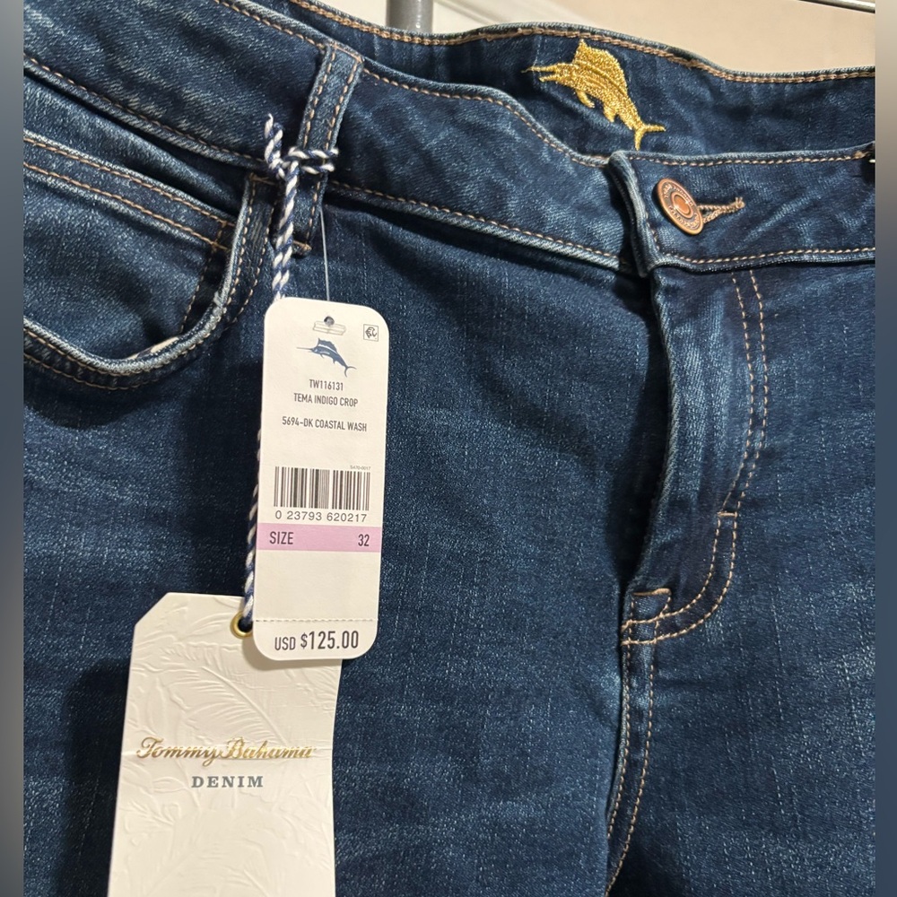 Tommy Bahama Dark Blue Denim Cropped Jeans - Picture 9 of 9